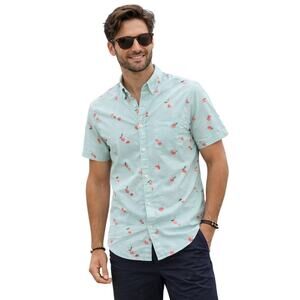 J.Crew Peach Print Shirt Slim Fit Mint Green Short Sleeve Button Up M